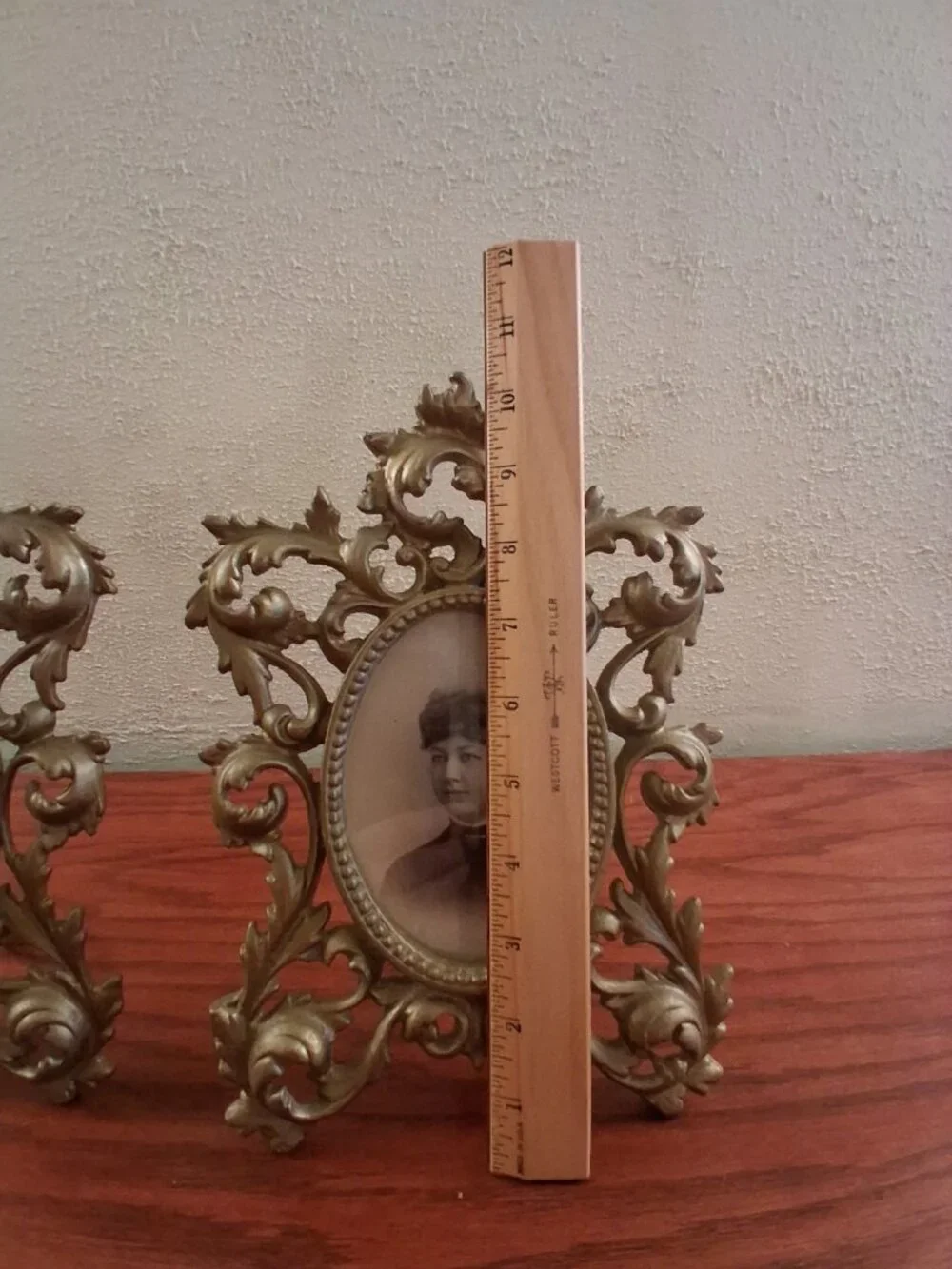 Antique Victorian Picture Photo Frame Cast Iron Ornate Scroll Filigree Set of 2